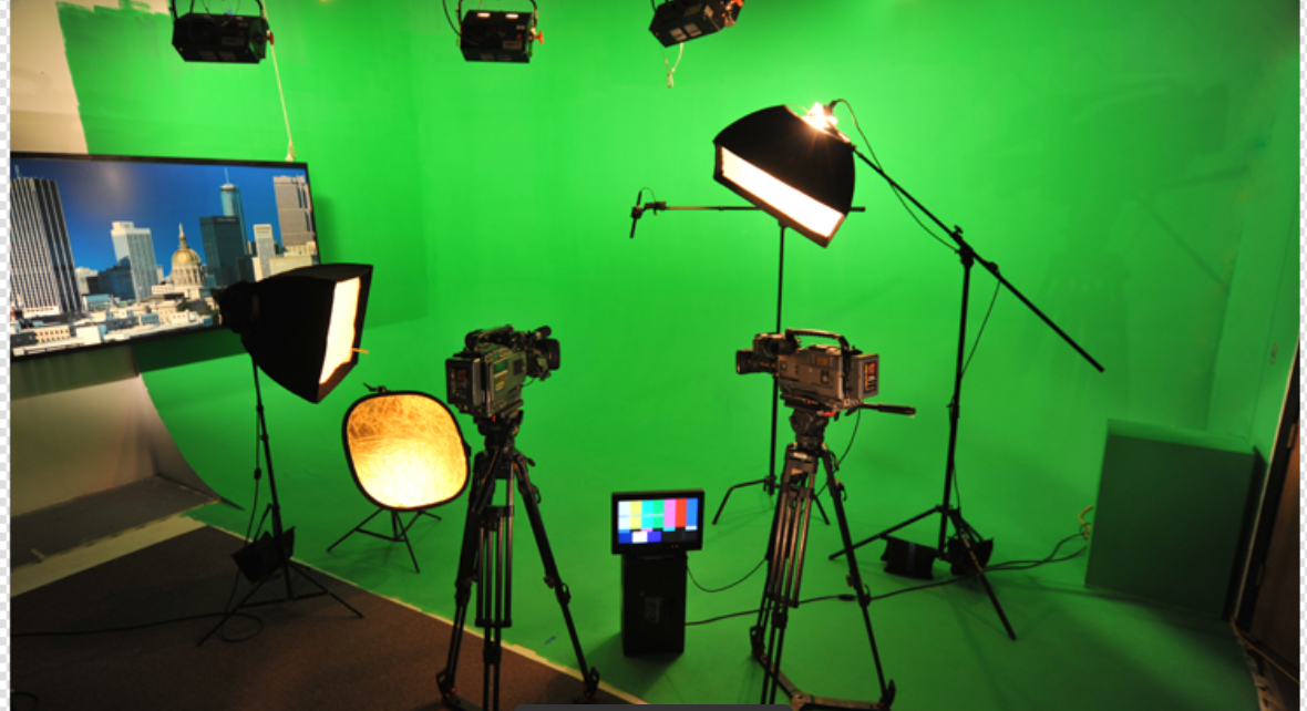 livestream studio with greenscreen